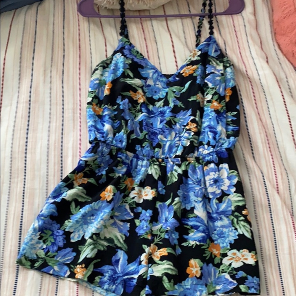 Blue floral romper